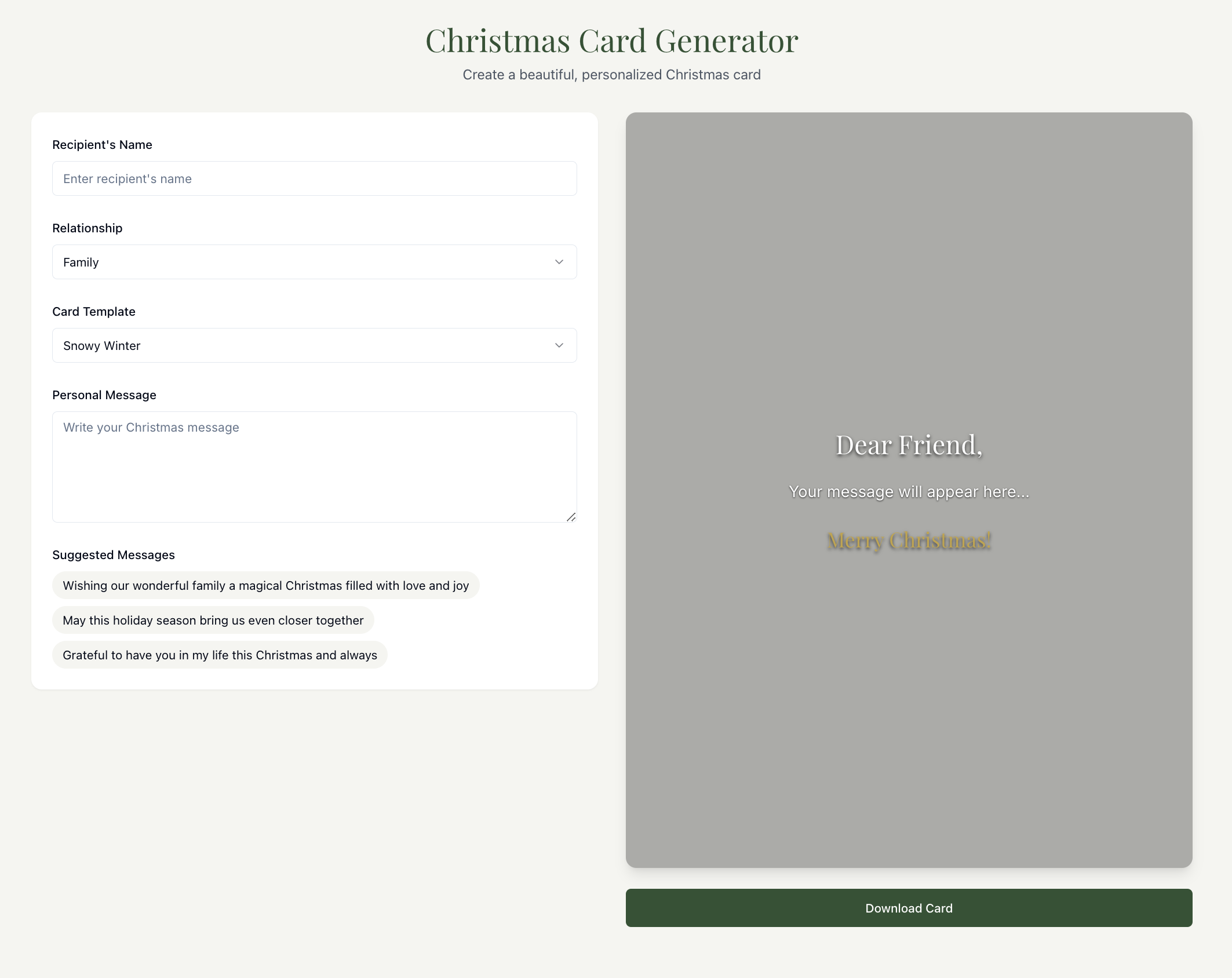 Christmas card generator